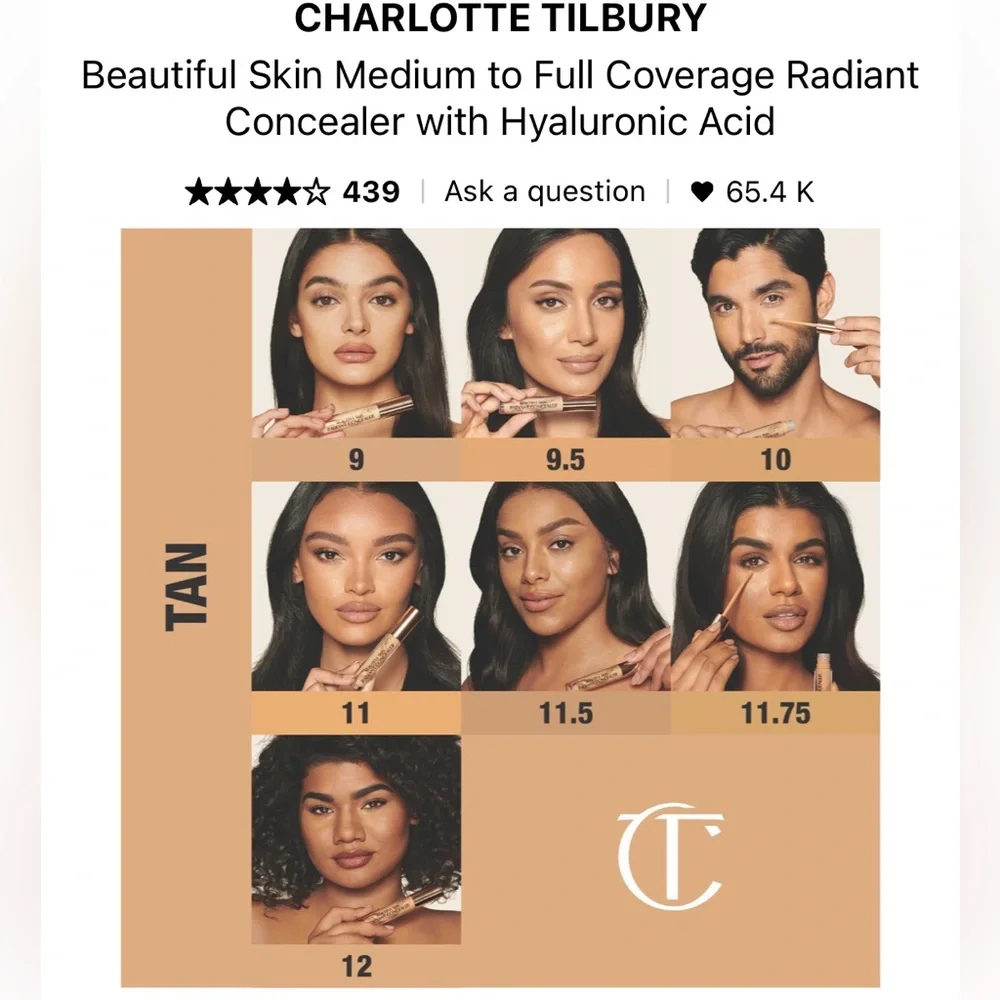 NIB Charlotte Tilbury RADIANT CONCEALER(3.5, 4.5, 8.5,& Tan 9) PRICE EACH